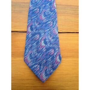 Mondo Uomo 100% Italian Silk Handmade 90s Vaporwave Blue 3.25" Wide Tie Italy